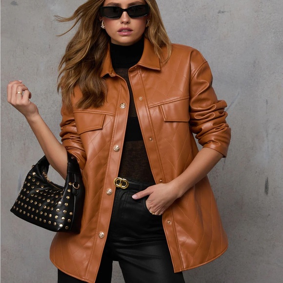 Vici Jackets & Blazers - Vici Camel faux Leather Jacket